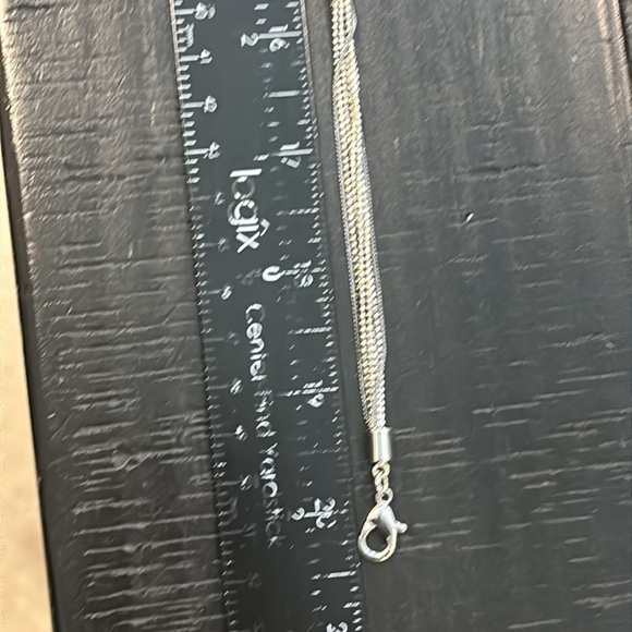 Silver Necklace Signed Dainty Multichain Rhinestone - Picture 8 of 8